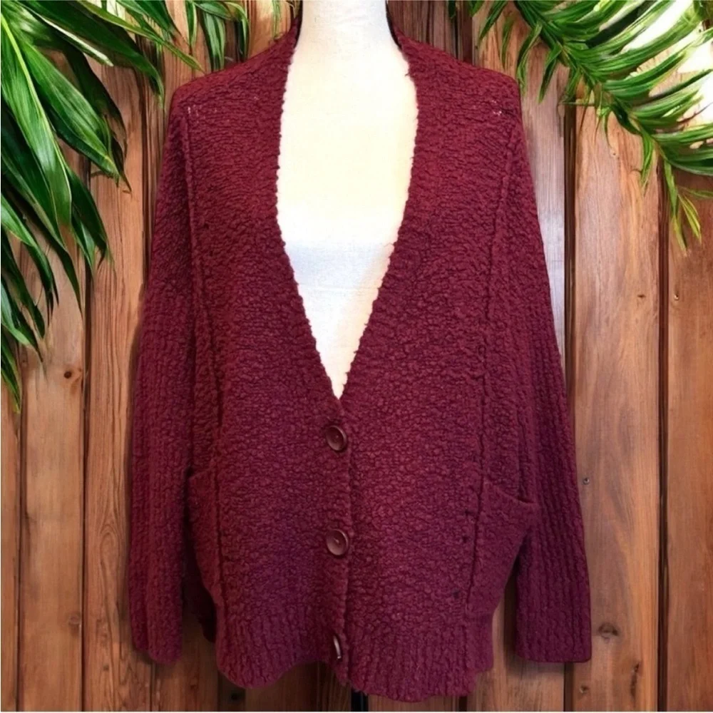 FREE PEOPLE Fall Friend Oversized Wool Blend Cardigan Sweater - Small
